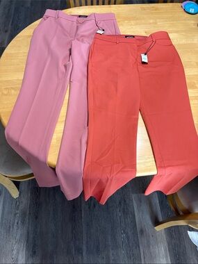 Express Straight-Leg Dress Pants in Dusty Rose and Coral